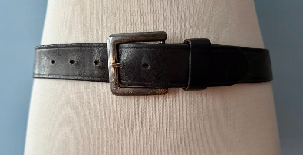 POLO JEANS CO. Distressed Black Leather Belt Mens sz 34